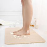 Soft Textured Bath, Shower, Tub Mat, 40 x 60cm, Phthalate Free, Non Slip Comfort Bathtub Mats with Drain, PVC Bathroom Mats for Wet Areas, Quick Drying (Beige)