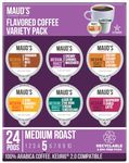 Maud's Flavored Coffee Sampler Variety Pack (6 Flavors), 24ct. Solar Energy Produced Recyclable Single Serve Flavored Sample Pack Coffee Pods - 100% Arabica Coffee California Roasted, KCup Compatible