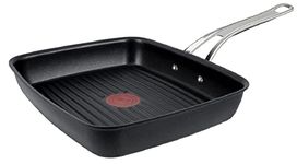 Tefal E2454144 Jamie Oliver Cook’s Classics Grill Pan Non-Stick, Oven-Safe, Induction, Riveted Handle, Hard Anodised Aluminium, Black, 27 cm x 23 cm Grill Pan