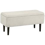 HOMCOM 15" Modern Ottoman with Storage and Wooden Legs, 47L Storage Ottoman with Lamb's Wool Upholstery, for Living Room, Bedroom, Beige