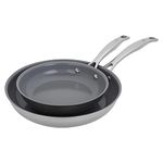 HENCKELS Clad H3 2-pc Induction Ceramic Nonstick Frying Pan Set, 8-inch Fry Pan and 10-inch Fry Pan, Stainless Steel, Durable and Easy to Clean