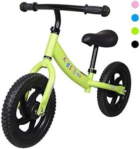H.yeed 12" Balance Bike for 2-6 Year Old Girls Boys, Toddler Training No Pedal Bicycle with Adjustable Handlebar/Seat, Lightweight Carbon Steel Walking Balance Bike for Age 2 3 4 5 6 Kids