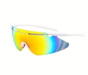 Wraparound UV400 Sports Sunglasses - for Cycling Cricket Riding Trekking Tennis || HYDROPHOBIC || Full Coverage || UV 400 Protection || Free Case Box (White Mercury)