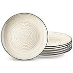 vancasso Bonbon Dinner Plates Set of 6, 10.5 Inch Dish Set, Beige Ceramic Plates, Microwave & Dishwasher Safe