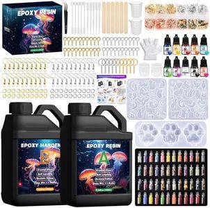 UCAMP Resine Epoxy, 1020ml Resine Epoxy Transparente, 1:1 Kit Résine Epoxy Complet, Avec Peinture, Bâton, Cuillère, Gants, Verre Doseur, Pince à épiler, Paillettes, Pour La DIY Artisanale, Porte-clés