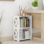 Rerii End Table, Small Side Table 3 Tier, Kids Bookshelf Bookcase, Nightstand White for Small Spaces, Bedroom, Living Room, Sofa