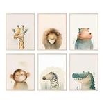 BigWig Prints Safari Animals Nursery Decor - Nursery Wall Decor, Baby Animal Pictures for Nursery, Nursery Decor for Boys, Animal Wall Art for Baby Nursery, Jungle Nursery Art, Unframed 6 Pack (8x10)