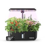 GARDENCUBE Indoor Hydroponics Growing System: 12 Pods Remote Control Herb Garden Customize Time with Auto LED Grow Light & Adjustable Height Plants Germination Kit Quiet Black