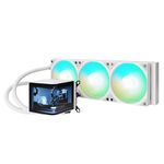 TRYX Panorama 360 ARGB White 360mm AIO 6.5'' AMOLED Curved Screen 3D Anamorphic Effect Display Customizable AIO Cooler 360mm Asetek 8th Gen 320w TDP ARGB Fan Intel LGA 1851/1700/1200/115X AMD AM5/AM4