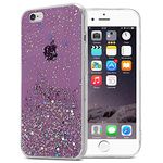 cadorabo Case compatible with Apple iPhone 6 / 6S in Purple with Glitter - Protective TPU silicone cover with sparkling glitter - Ultra Slim Back Cover Case