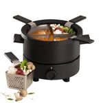 Fondussimo Evolution Mini 4P Fondue Set, Electric Fondue Pot for 4 People, 1.5L Stainless Steel Cauldron, 4 Perforated Baskets, Adjustable Temperature Control, for Broth and Meat Fondue