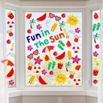 200 Pieces Summer Window Clings Fun in The Sun Static Stickers Window Clings with Sun, Beach, Flip Flops, Drinks for Summer Party Decorations