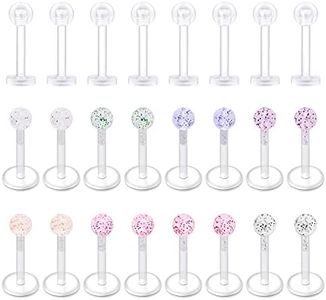 D.Bella 16G Clear Lip Rings Plastic Lip Ring UV Flexible Acrylic Labret Lip Piercing Retainer Tragus Retainer Clear Helix Cartilage Earring Stud Piercing Retainer 8mm Piercing Retainer