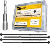 100Pcs 8 Inch Wood Screws, #14 x 8 Heavy Duty Outdoor Wood Screws Assortment Kit Deck Screws, Black Timber Screws Lag Bolts, Hex Socket Included Hex Head Log Landscaping Black Long Screws by Mywish