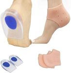 SNISHET Silicone Gel Heel Cups & Heel Pads Plantar Support, Heel Spur Relief, & Moisturizing Cracked Heel Inserts For Men & Women. Absorb Shock & Protect Your Heels With Our Combo Pack -Beige