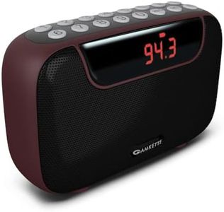 Amkette Pocket Blast FM Radio with Bluetooth, Powerful Sound, Voice/FM Recording, Hidden Antenna, 7+ Hours Playback (USB-C Charging), and Number Pad (AUX, SD Card, USB Input) (Brown)