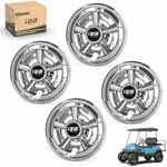 Universal Golf Cart Hubcaps 8 inch Set of 4 SS Chrome Wheel Covers for Golf Cart Club Car EZGO and Other Wheel Hubcaps