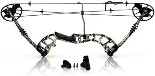 SereneLife Sharp Eye Camouflage Compound Bow-320 FPS Hunting Camo Archery Gear-Fiberglass Limb,Metal Riser,4 String Silencers,30-70lbs Adjustable Draw Weight,23.5”-30.5” Length SLCOMB10.5