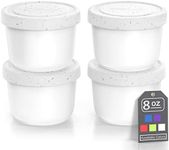 BALCI - 8oz Mini Ice Cream Containers with Silicone Lids (Set of 4) - Freezer Food Storage Containers, Reusable, LeakProof, For Homemade IceCream Containers - White with Sprinkles