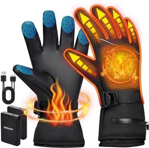 Heated Gloves,GAOEEIN 6000mAh Battery Rechargeable Heated Gloves for Men Women with 3 Levels Heat & Last 6 Hours,Electric Touchscreen Waterproof Heated Gloves for Cycling Motorcycle Driving Skiing (L)