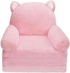 MONKISS 2-in-1 Toddler Couch Chairs Comfy, Kids Chair Couch, Mini Couch, Flip Out Sherpa Kids Sofa, Baby Couch, Chair for Toddlers 1-3, Kids Lounge Chair Reading Chair, Kids Couch Bed Fold Out, Pink