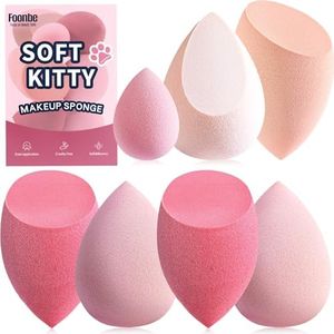 Makeup Sponge Set Foonbe Blender Sponges 7 Pcs for Liquid, Cream, and Powder, Latex Free, Multi colored Beauty Sponges with 1 Mini Sponge, Vegan & Cruelty-Free