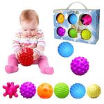 Sensory Balls For Baby Massage Stress Relief, 6pcs Textured Multi Baby Balls Gift Sets Regenbogen Ball Bio Motorikspielzeug Gummiball aus ABA Kunststoff mit BPA-frei und ungiftig CE-zertifiziert