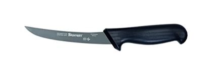 Starrett Professional Stainless Steel Kitchen Boning Knife - Narrow Curved Profile - 6-inch (150mm) - Black Handle