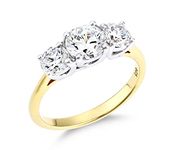 Old English Jewellers 9ct Yellow Gold on Silver 2.00ct Three Stone Engagement Ring size J K L M N O P Q R S T U V (S)