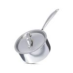 Bergner Argent TriPly Stainless Steel 18 cm Saucepan with Stainless Steel Lid, 2.2 LTR Sauce Pan, Stay Cool Cast Handle, Food Safe, Durable, Dishwasher Safe, Induction and Gas Ready