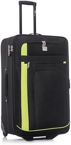 ATX Luggage Suitcase Large Expandable Soft Shell Durable Lightweight Hold Check in Trolley Case with 2 Wheels & Built-in 3 Digit Combination Lock (Black/Lime, 120 Liters)