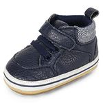 MK MATT KEELY Baby Boys Girls First Walking Shoes Toddler Infant Soft PU Leather Trainers with Anti-Slip Sole,Navy Style2,0-6 Months