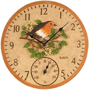 Smart Garden 5064002 Outside In Robin Wall Clock & Thermometer 12"