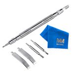 MMOBIEL Watch Tool Stainless Steel Handle Compatible with Adjustment Replacing Removal of Spring bar Straps Pins 7pcs