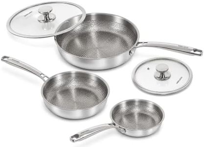 Useluck Titanium Frying Pan with Lid, 8, 10 & 12 Inch Uncoated Chef's Pan