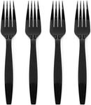 Prestee 100 Black Plastic Forks Heavy-Duty, Heavyweight Plastic Silverware Forks, Fancy Plastic Cutlery, Elegant Disposable Forks Pack, Bulk Disposable Flatware, Christmas Holiday Plastic Utensils Set