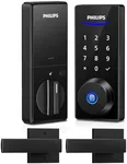 Philips Fingerprint Door Lock with 2 Lever Handles Set, Keyless Entry Door Lock with Handles, Electronic Door Lock Set with Code, Door Lock Set for Front Door,Auto Lock, Touchscreen Keypad with Key