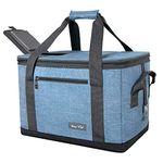 Hap Tim Soft Cooler Bag 40-Can Large Reusable Grocery Bags Soft Sided Collapsible Travel Cooler for Outdoor Travel Hiking Beach Picnic BBQ Party (CA13634-Blue Grey)