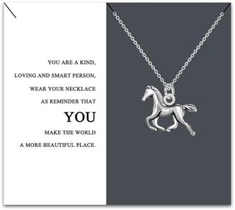 Collier de Cheval, Cadeaux Amoureux des Chevaux Bijoux Acier Inoxydable pour Femmes Filles Cadeaux d’Inspiration pour Cheval Amant Soeur Cousine Petite Amie Pendentif Collier avec Carte (Cheval)