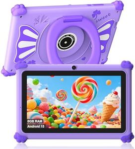 ascrecem Kinder Tablet 7 Zoll Android 15 Tablet Kinder mit 2.4G+5G WiFi6 Penta Core 6GB RAM 32GB ROM Kindertablet Widevine L1 Dual Kamera 128GB Erweiterun Kindersicherung Lernspiele (Lila)