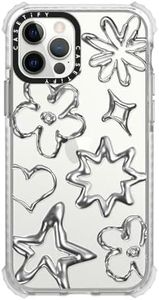 CASETiFY Ultra Impact Case for iPhone 12 / iPhone 12 Pro - Chrome Doodles - Clear Frost