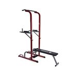 Stamina Products 735 Freestanding Adjustable Full Body Steel Power Tower with Foldable Padded Bench, Push Up Station, and Barbell Rack