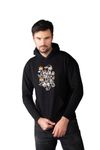 OFU Men's Classic Fit One Liner Art Hoodie, 100% Cotton Full Sleeve Fleece-Lined, DTF Print Tee_Black_Large