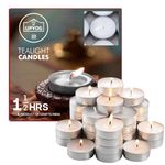 UPYOG 50 pcs Tea Light Candles - 1.5 Hours Burn Time - Unscented, Smokeless, Long-Lasting Tealights for Weddings, Home Décor, Aromatherapy, Emergency Lighting