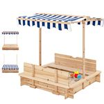 Wooden Sandbox With Benches