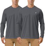 Roadbox Men's 2 Pack UV Sun Protection SPF UPF 50+ Long Sleeve Quick Dry Fishing Shirts Outdoor Rash Guard for Running Hiking Swimming