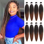 Leeven 16 Inch Pre Stretched Hair Extensions for Braiding 8 Packs Medium Auburn EZ Braiding Hair for Goddess Box Braids Crochet Hair /T30#