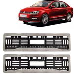 Kingsway Car Number Plate Frames Chrome for Volkswagen Vento, 2017 Onwards Model, Car Registration Plate Holders, Licence Plate Covers (Front and Rear), Universal Size 51.5 x 14.5 cm