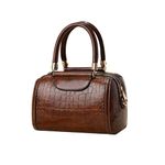 NICOLE & DORIS Women Handbags Crossbody Bag Fashion Satchel Bags PU Leather Top Handle Bags Crocodile Shoulder Bags Messenger Bags Ladies Purses Handbag for Work Party Daily Brown