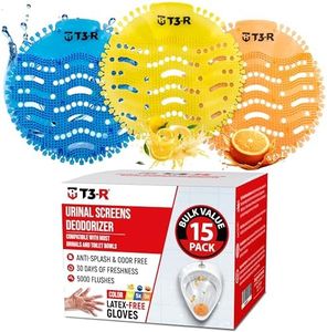 Urinal Screen Deodorizer 15 Pack – Commercial Anti-Splash Urinal Cakes with Long Lasting Fresh Scent – Durable Odor Control Screens for Restaurants, Gas Stations, Bars & Janitorial Use